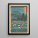 Riproduzione del dipinto Piantagione di Riso sotto la Pioggia a Ono Prefettura di Hoki - Andō Hiroshige