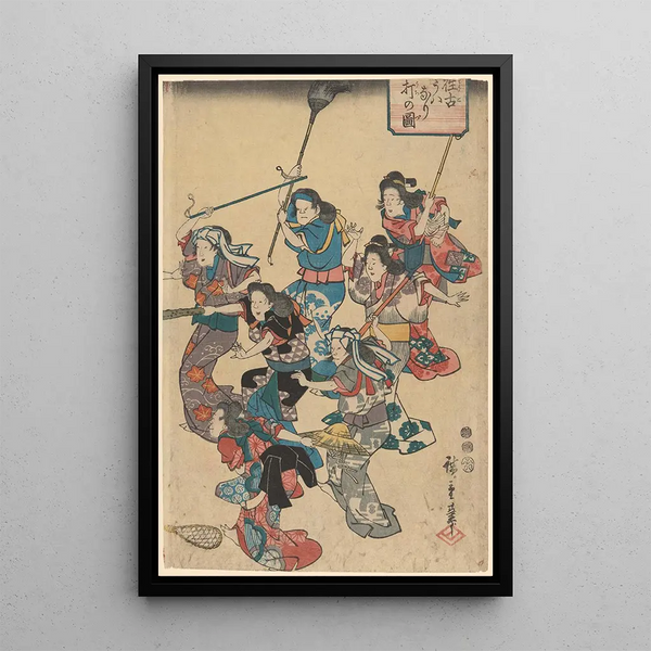 Querelle de domestiques - Andō Hiroshige — quadro incorniciato alla parete