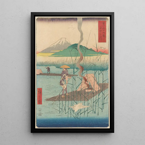 Riproduzione del dipinto Radeau Shoshiyu parmi les roseaux - Andō Hiroshige
