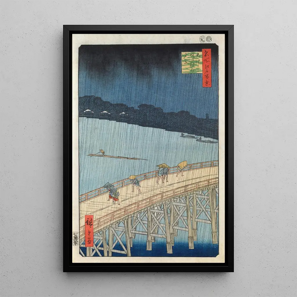 Averse improvvisa sul ponte Ohashi e Atake - Andō Hiroshige — quadro incorniciato alla parete