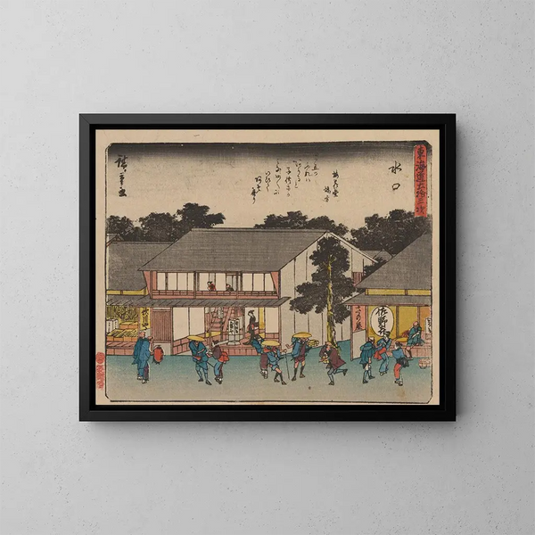 Tokaido, cinquantesima stazione - Andō Hiroshige — quadro incorniciato alla parete