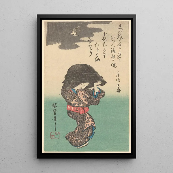 Donna con una teiera - Andō Hiroshige — quadro incorniciato alla parete