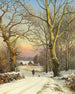 Giornata invernale nella foresta del Nord della Zelanda Un uomo porta a spasso il cane - Anders Andersen-Lundby — vista dell’opera