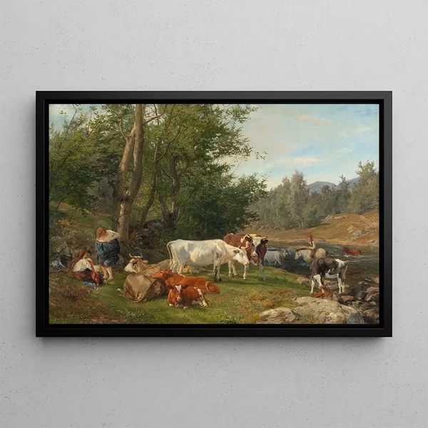 Paesaggio con bestiame - Anders Askevold — quadro incorniciato alla parete