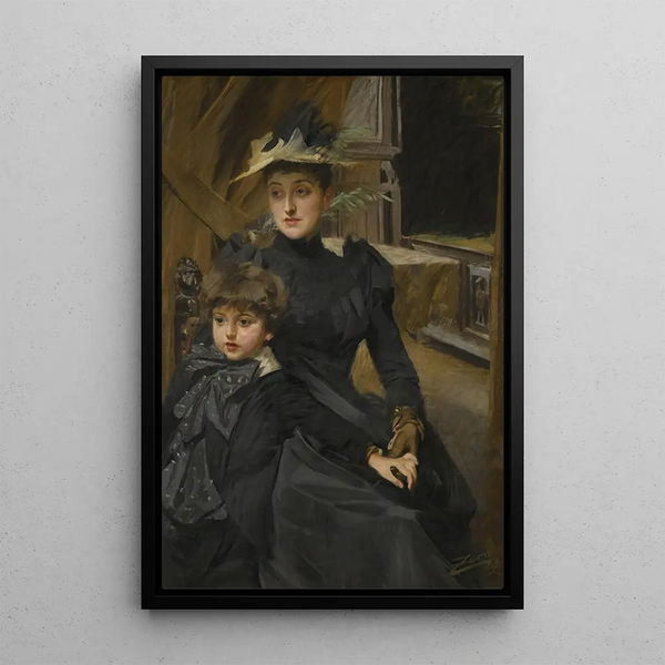Madame Weguelin e suo figlio - Anders Zorn — quadro incorniciato alla parete