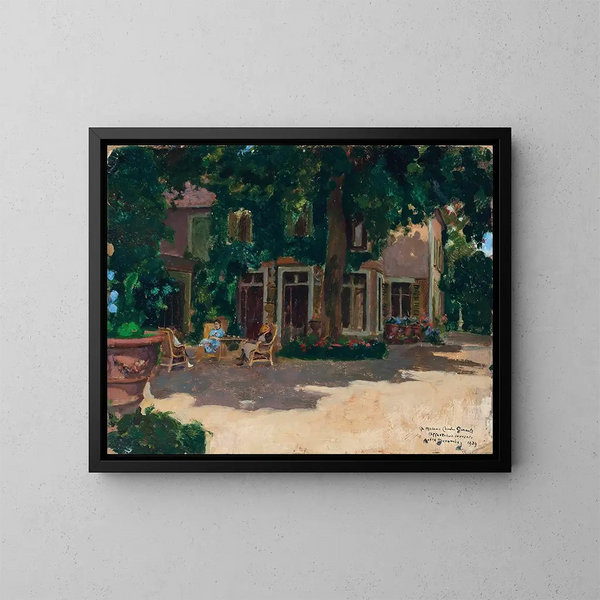 Tè del pomeriggio all'ombra - André Victor Édouard Devambez — quadro incorniciato alla parete