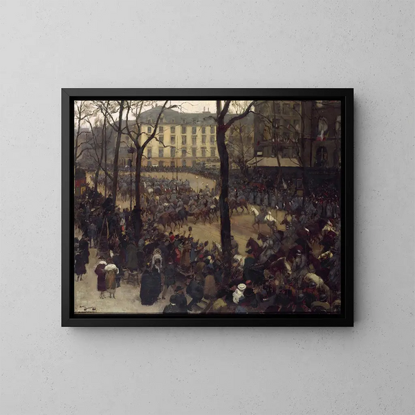 L'escort del presidente Wilson piazza Saint-Augustin - André Victor Édouard Devambez | Reproduction — quadro incorniciato alla parete