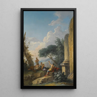 Andrea Locatelli - A Landscape With Figures Resting Beside Classical Ruins.webp