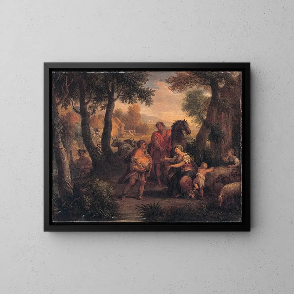 Scoperta di Romolo e Remo - Andrea Locatelli — quadro incorniciato alla parete