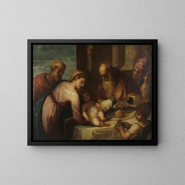 Presentazione al Tempio - Andrea Schiavone — quadro incorniciato alla parete