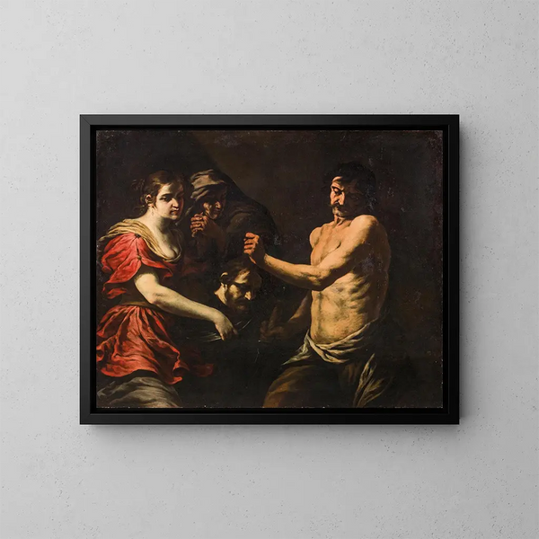 Salomé che riceve la testa di San Giovanni Battista - Andrea Vaccaro — quadro incorniciato alla parete