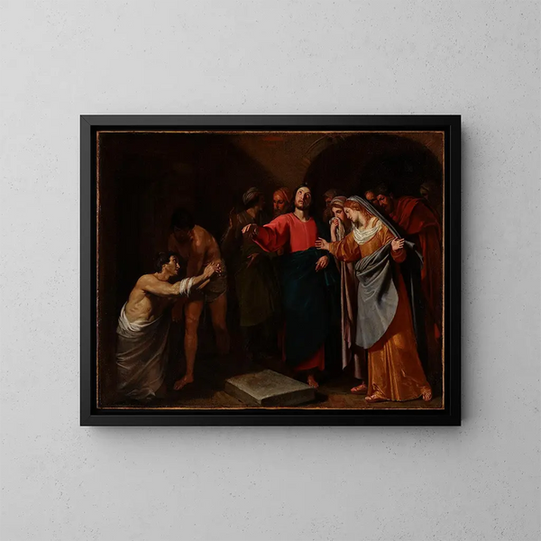 La Resurrezione di Lazzaro - Andrea Vaccaro — quadro incorniciato alla parete