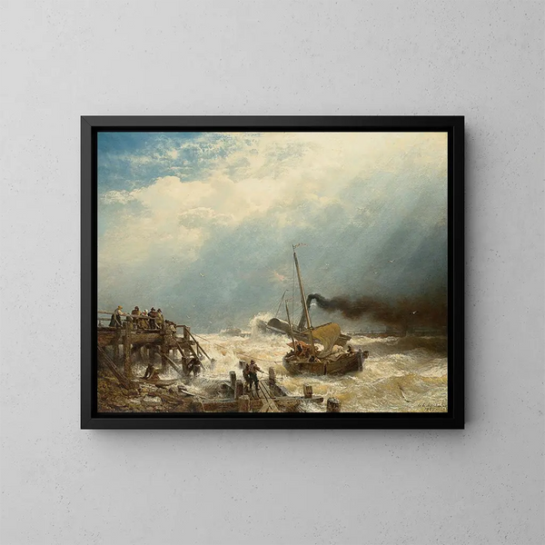 Porto di Ostenda - Andreas Achenbach — quadro incorniciato alla parete