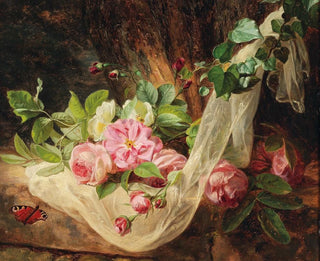 Nature morte con rose su un suolo forestale - Andreas Lach — vista dell’opera