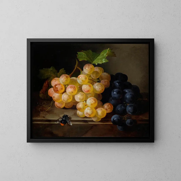Nature morte con uva e ape - Andreas Lach — quadro incorniciato alla parete