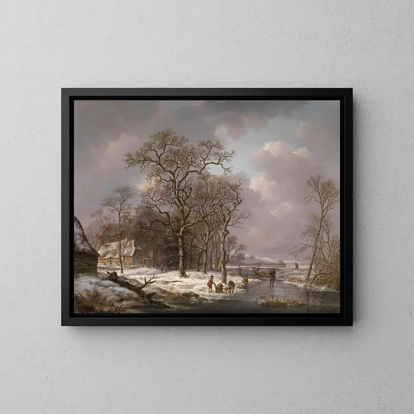 Figures dans un paysage d'hiver - Andreas Schelfhout — quadro incorniciato alla parete
