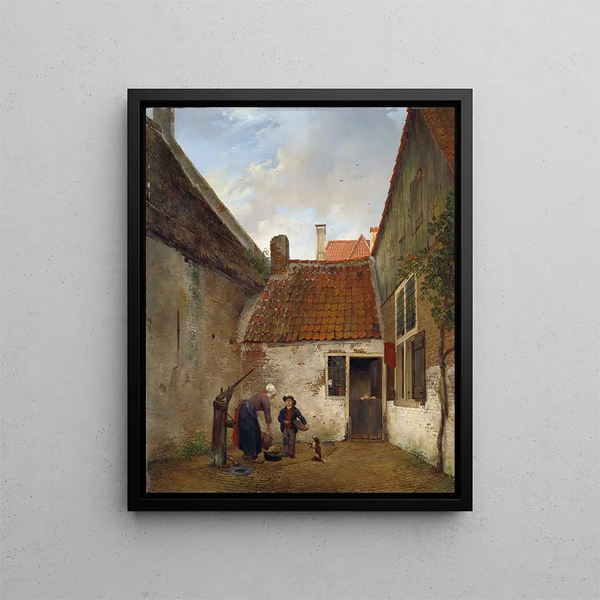 Interno cortile - Andreas Schelfhout — quadro incorniciato alla parete