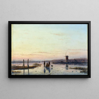 Andreas Schelfhout - Windmill beside a frozen river.webp