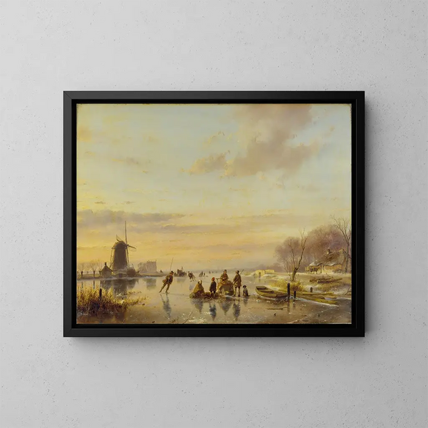 Inverno in Olanda - Andreas Schelfhout — quadro incorniciato alla parete