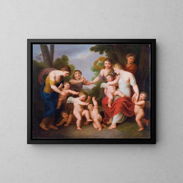Un combattimento tra putti - Andries Cornelis Lens — quadro incorniciato alla parete