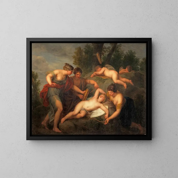 Il disarmo di Cupido - Andries Cornelis Lens — quadro incorniciato alla parete