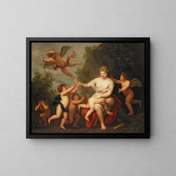 Venere che rimprovera Cupido - Andries Cornelis Lens — quadro incorniciato alla parete