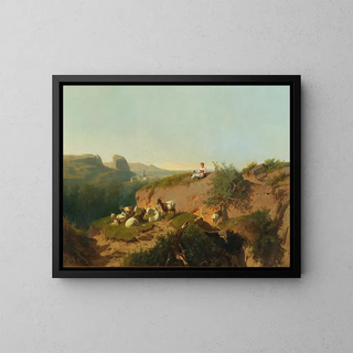 Andrs Mark - Southern Landscape With Goats And Shepherd.webp