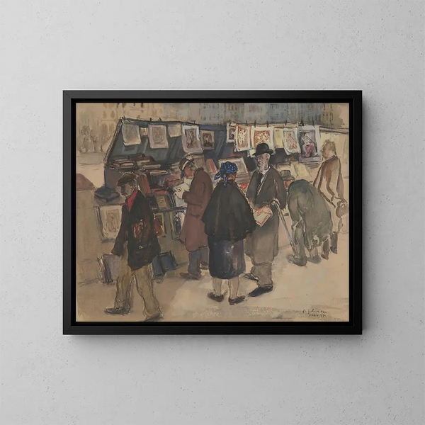 I librai di Parigi - Andrus Johani — quadro incorniciato alla parete