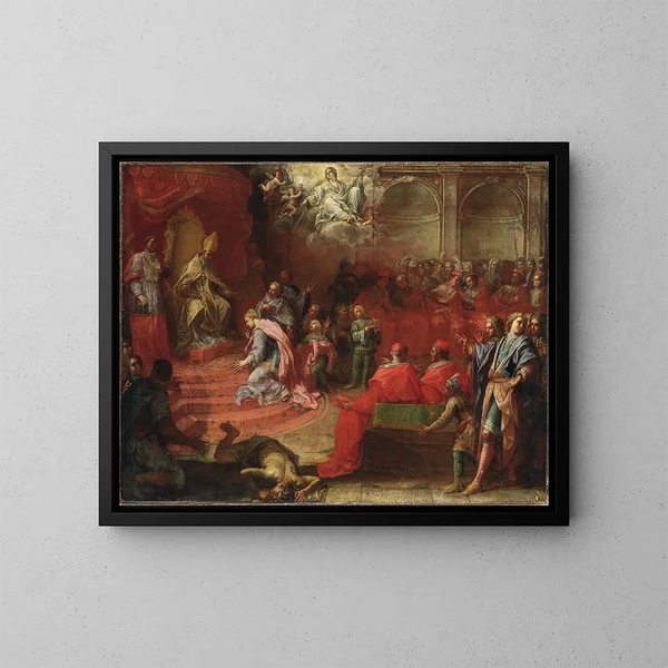 Allegoria della sottomissione della regina Cristina alla Chiesa cattolica e al papa Alessandro VII - Angelo Trevisani — quadro incorniciato alla parete
