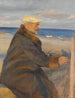 Michael Ancher che dipinge sulla riva - Anna Ancher — vista dell’opera