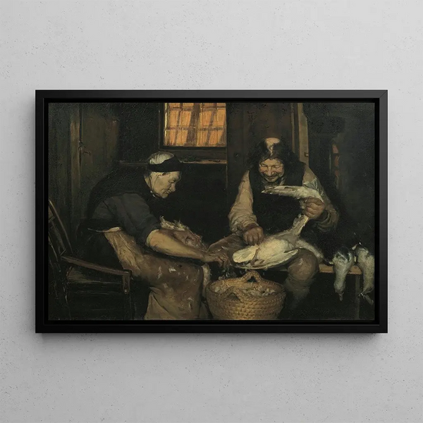 Anna Ancher - Old couple plucking gulls Lars Gaihede and old Lene.webp