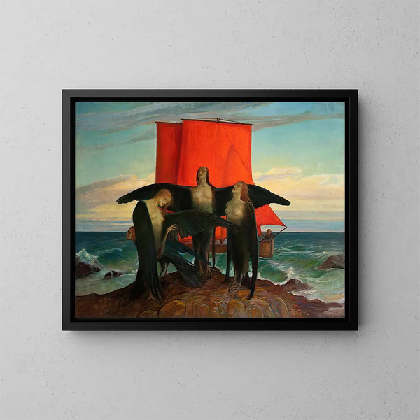 Scène simbolica contro il mare - Anna Berent — quadro incorniciato alla parete