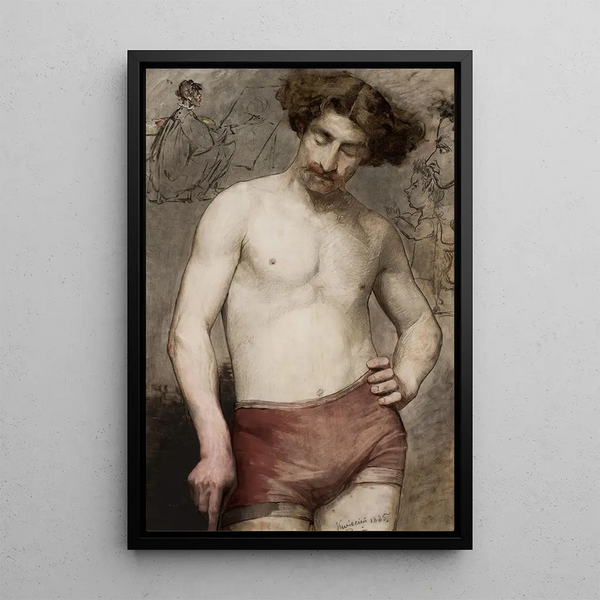 Studio di semi-nudo maschile - Anna Bilińska-Bohdanowicz — quadro incorniciato alla parete