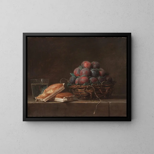 Cesto di prugne - Anne Vallayer-Coster — quadro incorniciato alla parete