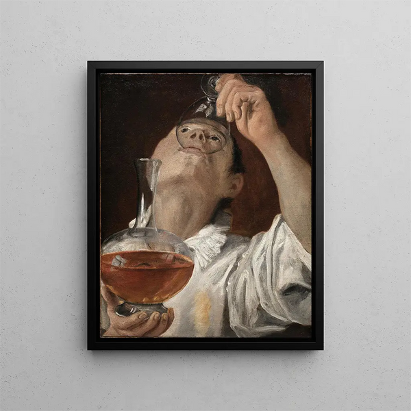 Ragazzo che beve - Annibale Carracci — quadro incorniciato alla parete