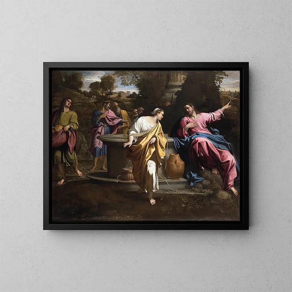 Il Cristo e la Samaritana - Annibale Carracci — quadro incorniciato alla parete
