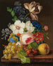 Un bouquet de fleurs avec des raisins et des nèfles - Anonyme — vista dell’opera