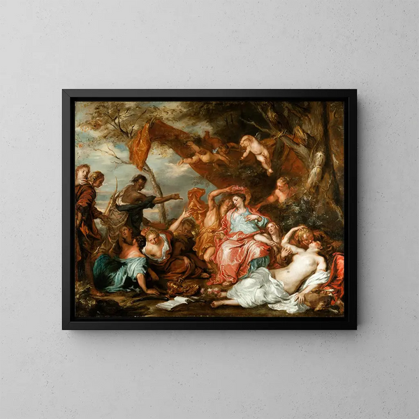 Amaryllis e Mirtillo, scena di Pastor Fido di Guarini - Anonimo — quadro incorniciato alla parete