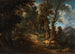 Paesaggio con una strada attraverso una foresta - Anonimo — vista dell’opera
