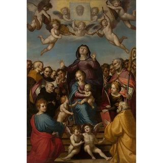 Anonymous - St Anne with Virgin Mary and Child Jesus and saints in adoration.webp