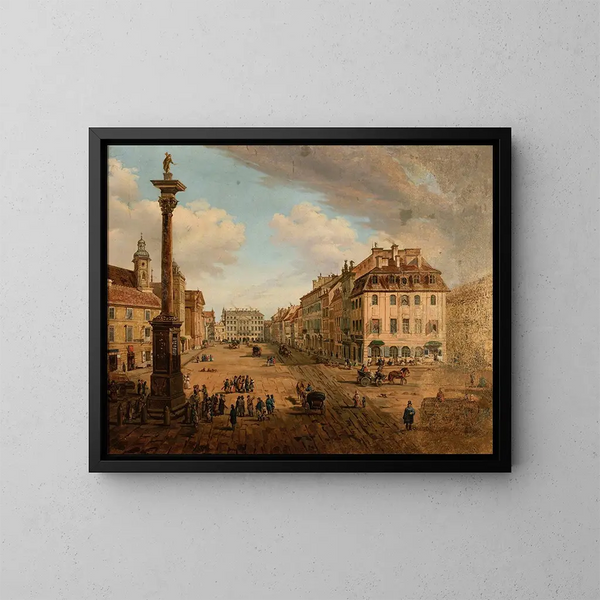 Vista dalla piazza del Castello verso Krakowskie Przedmieście - Anonimo — quadro incorniciato alla parete