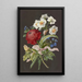Riproduzione del dipinto Composizione floreale con ranuncolo rosso, narciso bianco e fiore blu con starnuto - Anonimo