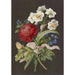 Riproduzione del dipinto Composizione floreale con ranuncolo rosso, narciso bianco e fiore blu con starnuto - Anonimo