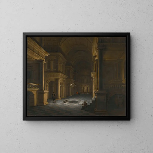 L'interno di una chiesa classica - Anthonie de Lorme — quadro incorniciato alla parete