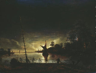 Paesaggio al chiaro di luna - Anthonie van Borssom — vista dell’opera