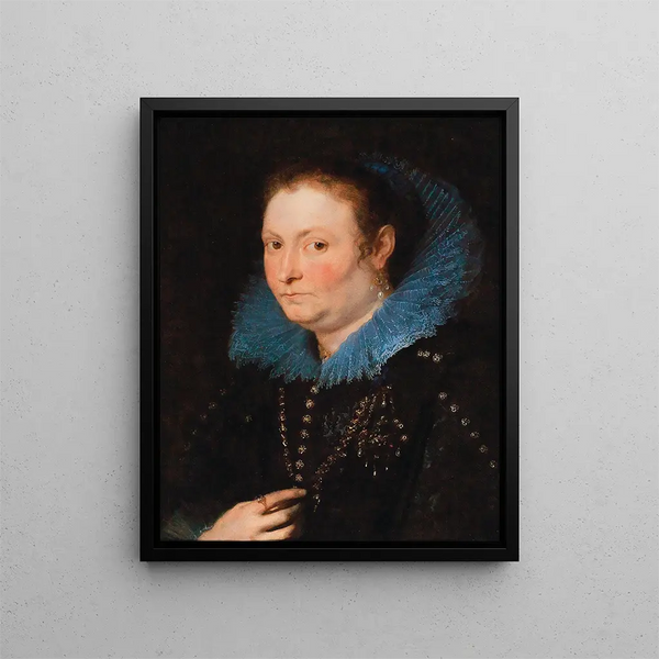 Ritratto di una dama a mezza figura, considerata come una nobildonna genovese - Antoine van Dyck — quadro incorniciato alla parete