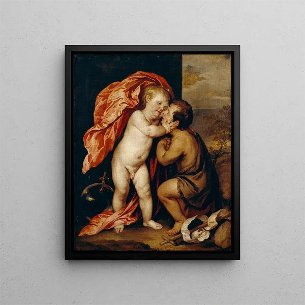 I Bambini Gesù e San Giovanni Battista - Antoine van Dyck — quadro incorniciato alla parete