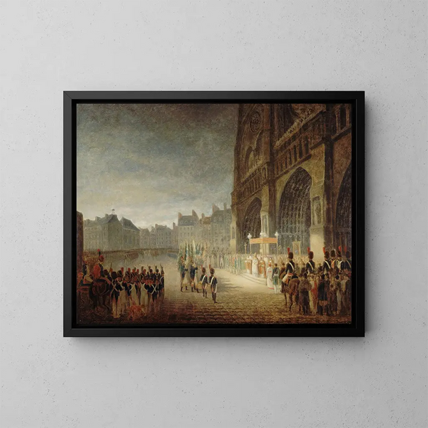 Benedizione delle bandiere sulla piazza di Notre-Dame - Antoine-Jean Gros — quadro incorniciato alla parete