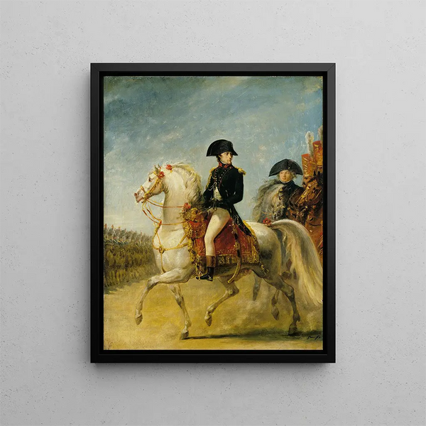 Il generale Bonaparte che passa in rassegna le truppe - Antoine-Jean Gros — quadro incorniciato alla parete