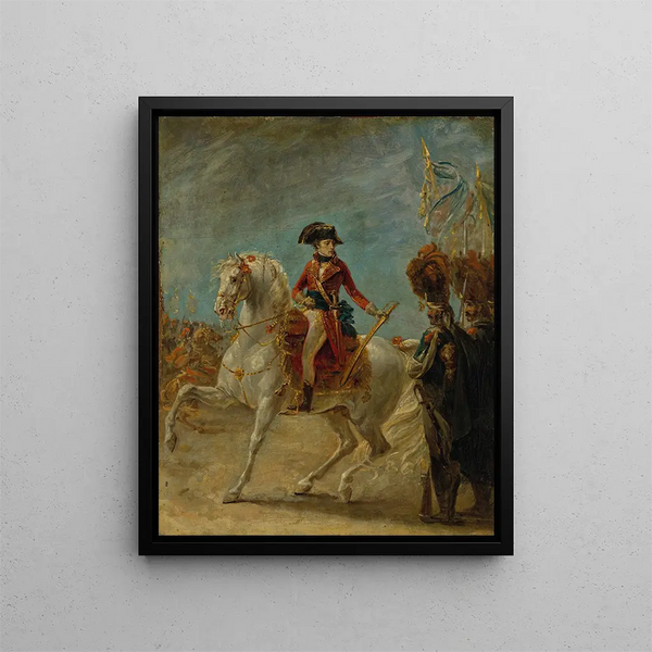 Il generale Bonaparte consegna la spada d'onore ai granatieri della Guardia dopo la battaglia di Marengo - Antoine-Jean Gros — quadro incorniciato alla parete